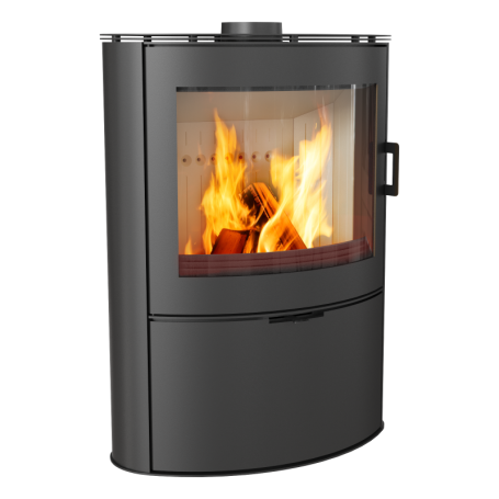 Poele a bois 10kw buche 50 cm Grand foyer design Post combustion