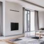 Cheminée a granules encastrable design pour chauffage central